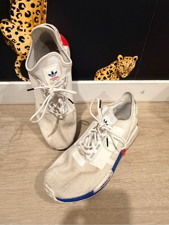 adidas Other - adidas NMD R1 V2 white lush  White Low-Top Sneakers with Blue & Red Accents size